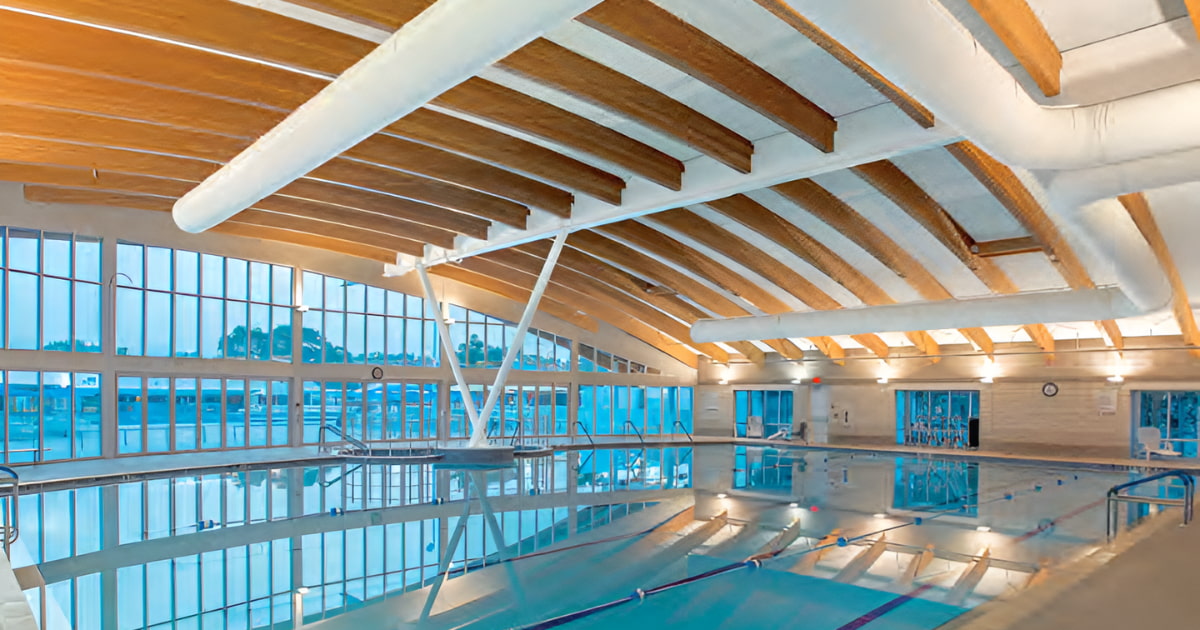 Tectum roof deck panels for indoor pool